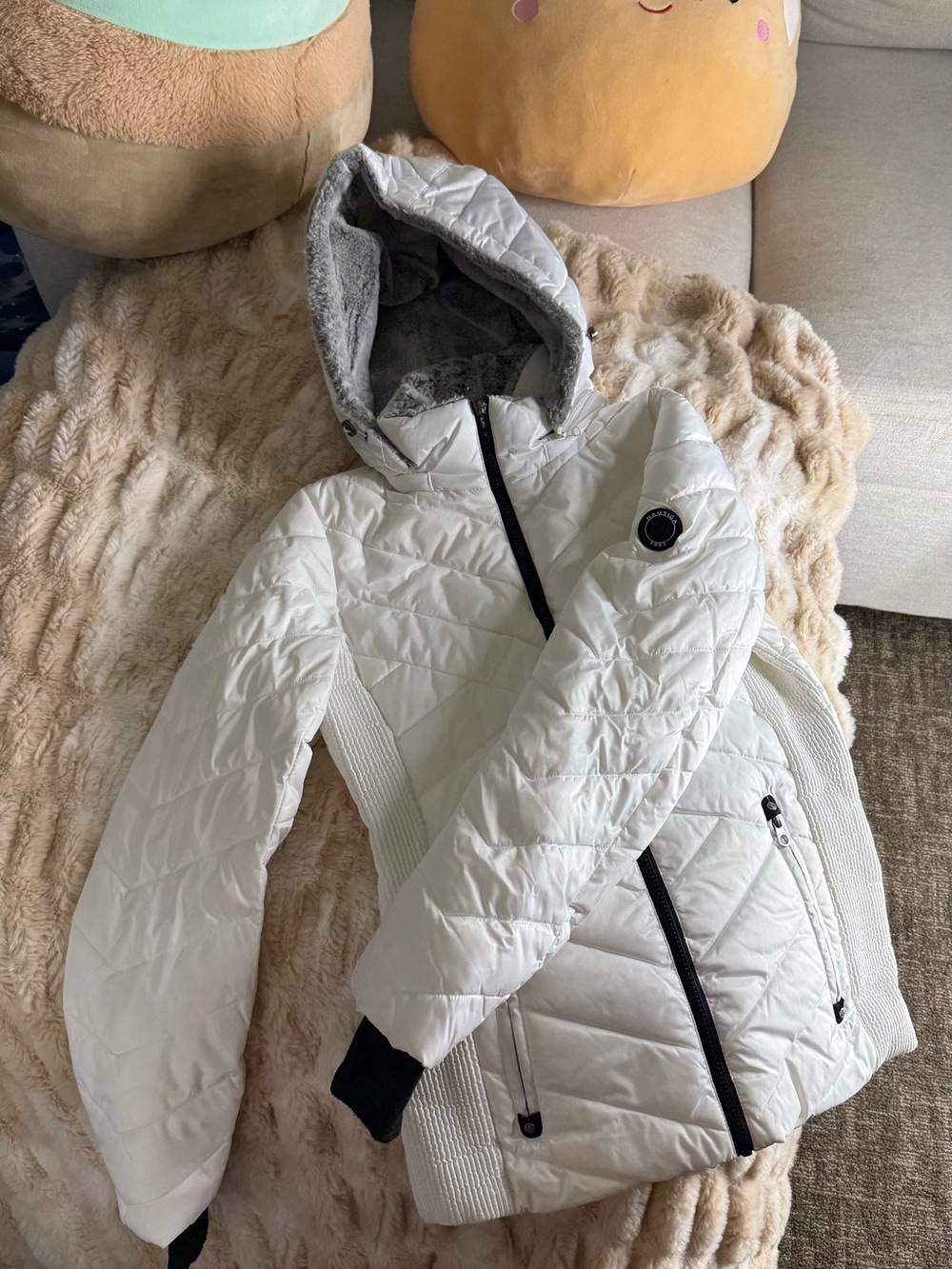Nautica White Quilted Hooded Puffer Jacket